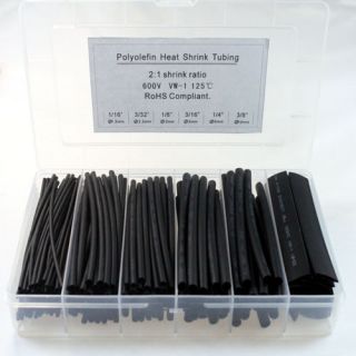 Sizes Heat Shrink Tubing Kit black Colors Transparent plastic box