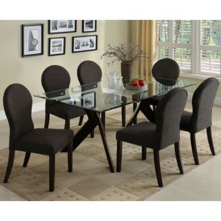 Grand View Espresso Finish Glass Top Dining Room Table Set
