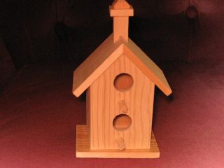 Bird House Decoration Unfinished Wood 6 in Tall 2 Perch