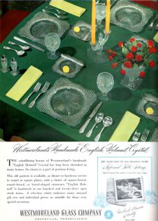 Westmoreland English Hobnail Crystal Square Plates Goblets Orig 1951
