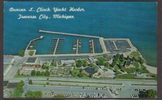 1963 duncan clinch harbor traverse city mi postcard