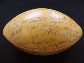  football contains 40 signatures norb hecker coach red cochrane coach