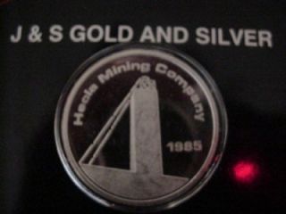 Hecla Mining Co 1 Troy Ounce 999 Fine Silver Proof One Ounce Silver J
