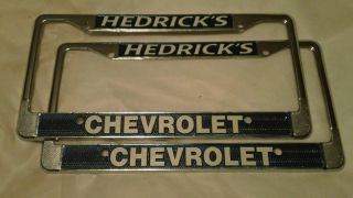 Hedricks Chevrolet Dealership License Plate Frame Set Tag Metal