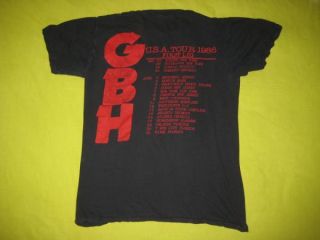  1986 Tour Vintage T Shirt 80s Hardcore Punk GBH Tee