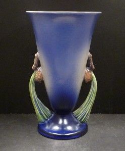 roseville pinecone blue vase 747 10 mint