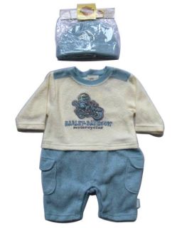 Harley Davidson Boys Infant Baby Apparel Outfit Set 2 Piece with Cap
