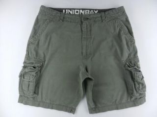 Unionbay Khaki Green Cargo Pocket 100% Cotton Mens Shorts Waist Sz 38