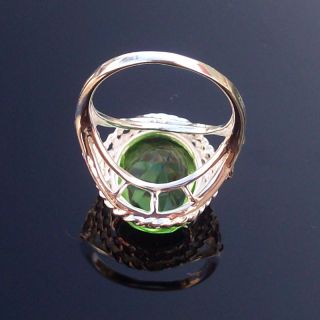  Ring Gift Silver Gemstone Ring Silver Green Quartz Ring Size 7