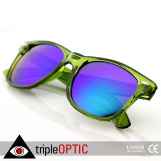 Retro Fashion Translucent See Through Colorful Wayfer Sunglasses Green