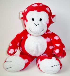 Ty Pluffies Red Pink Harts Hearts Monkey Plastic Eyes Dangles Plush