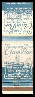 THOMPSON BROS CLAM BAR SEA FOOD Harwich Port & North Truro MA 1960s