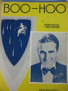  Sheet Music Boo Hoo Introduced by Henry King 1937 Edition