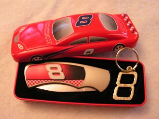 Dale Earnhardt Jr Car 8 Knife Keychain in Decorative Tin NEW
