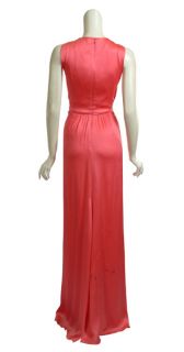 Carolina Herrera Coral Textured Silk Fitted Evening Gown Dress $2990