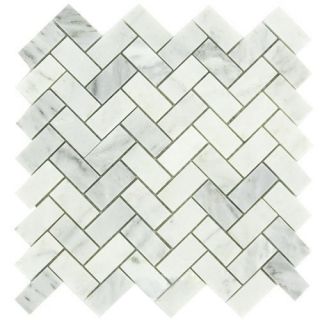Carrara Carrera Herringbone 1x2 Honed Marble Mosaic Tile