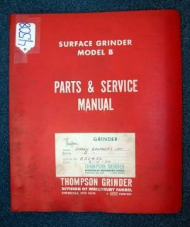 Thompson Grinder Parts Service Manual Surface Grinder