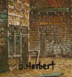 Herbert_Old Dutch Town Life_Original Oil Painting+Wood Frame