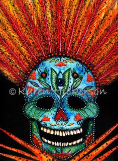 Karen Hickerson Day of The Dead Sugar Skull Modern Folk Art Clown
