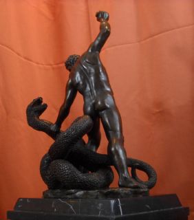 Hercules Achelous Serpent Signed Bronze Statue Lernaean Hydra Louvre