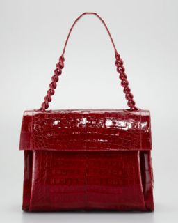 Crocodile Chain Shoulder Bag, Shiny Red