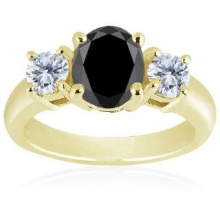 23 Cts Black & 0.20 Cts White Diamond Ring in 18K Yellow Gold 3.0