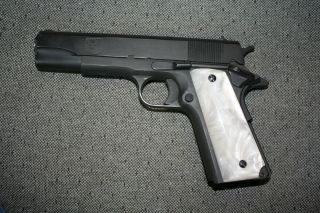 1911 Custom Pistol Grips Full Size WHITE PEARL by Herron Knives