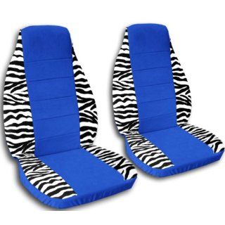 White Zebra seat covers with a Medium Blue center for a 2008 to 2010