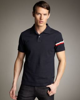 Moncler Flag Sleeve Polo, Navy   