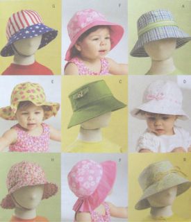 Infant Toddler Lined Hats Sewing Pattern Chin Strap Velcro Option