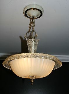  glass art deco light fixture ceiling chandelier cream beautiful