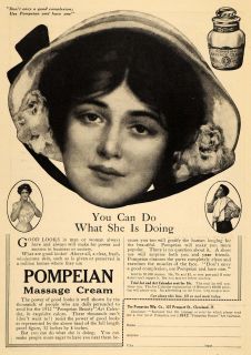 1912 Ad Pompeian Massage Cream Health Hygiene Beauty Complexion Skin