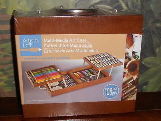 108 pc Art Case Pencils, Pastels, Brushes + Oil, Acrylic & Watercolor