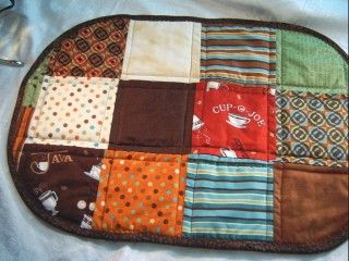 Coffee Print Fabric Collection Placemats Reversible Quilted PMO03