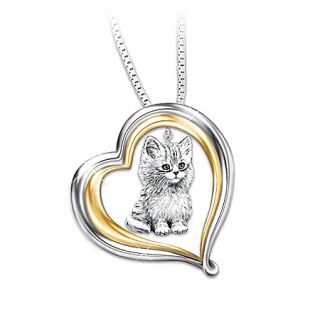 Purr fect Companion Heart Shaped Keepsake Cat Pendant Necklace