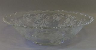 Vintage Fostoria Heather Etched Glass Console Bowl Dish