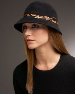 Eric Javits Velour Leopard Trim Cloche   