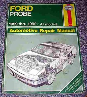 Haynes Automotive Repair Manual 1670 Ford Probe 89 1992 All Models