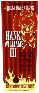 Hank Williams III 3rd Gig Poster Only 50 Made Tickets