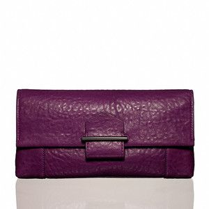 500 New Reed Krakoff purple pebbled deer skin clutch handbag