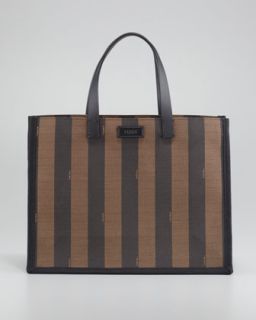 Pequin Small Shopping Tote Bag, Black/Tobacco