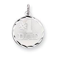 Sterling Silver Number 1 Dad Disc Charm   5/8 Diameter   JewelryWeb