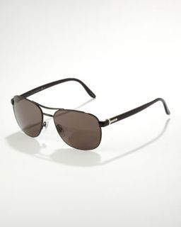N21AC Gucci Metal Navigator Sunglasses, Shiny Black
