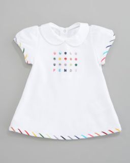 Z0XU6 Fendi Embroidered Logo Short Dress, Sizes 3 9 Months