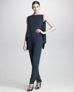 3Z4N Armani Collezioni Draped Back Top & Pleated Front Tapered Pants