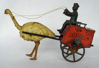   Schutz Marke Lehmann Ostrich Hansom Cab w Driver Mail Antique Toy