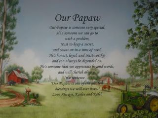 OUR PAPAW PERSONALIZED POEM BIRTHDAY, CHRISTMAS OR FATHERS DAY GIFT