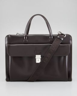 Giorgio Armani Double Gusset Leather Briefcase   