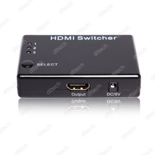 Port HDMI 3x1 Switch w Remote IR PS3 Bluray DVD Support 3D 2 3 4 6