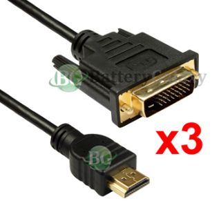 3X 15ft Gold HDMI M to DVI Cable for PC LCD TV HDTV DVD
